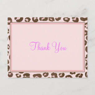 Pink Leopard Bedankt Briefkaart