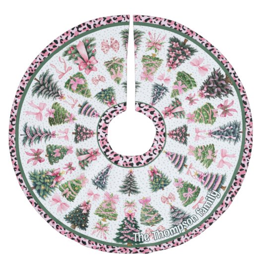 Pink leopard coquette christmas trees custom kerstboom rok (Voorkant)