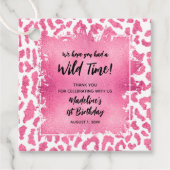 Pink Leopard Oerwoud Safari Birthday Bedankt Bedankjes Labels (Voorkant)