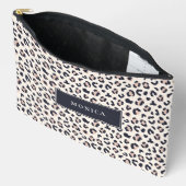 Pink Leopard patroon aangepaste naam Print Cut Sew Etui (Open)