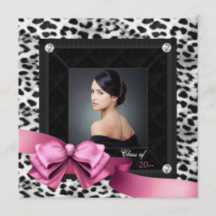 Pink Leopard Photo Graduation-aankondigingen Aankondiging