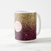 Pink Leopard Print Glitz Koffiemok (Voorkant rechts)