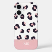Pink Leopard Print Monogrammed Case-Mate iPhone Case (Achterkant)