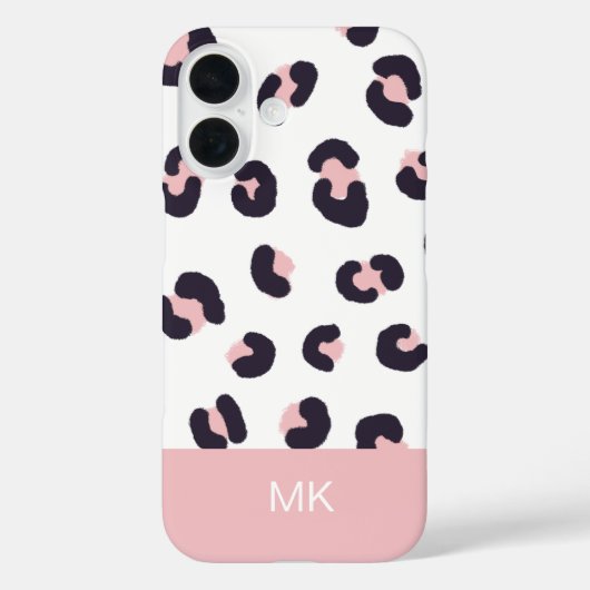 Pink Leopard Print Monogrammed Case-Mate iPhone Case (Achterkant)