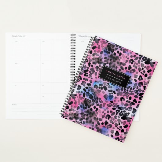 Pink Leopard Print Naam Planner toevoegen (Display)