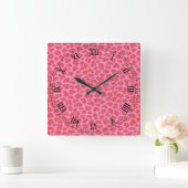 Pink Leopard Skin Square Roman Numerals Clock Vierkante Klok (Huis)
