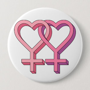 PInk Lesbian Symbol LGBT Equality Button