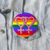 PInk Lesbian Symbol LGBT Equality Button (In situ)