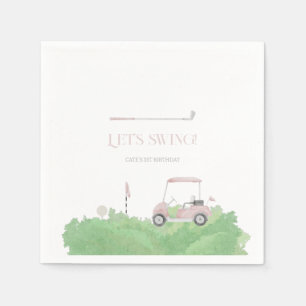 Pink let’s par t-shirt Golf Verjaardag Servet