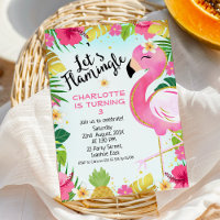 Pink Let's Flamingle Floral Foliage Birthday