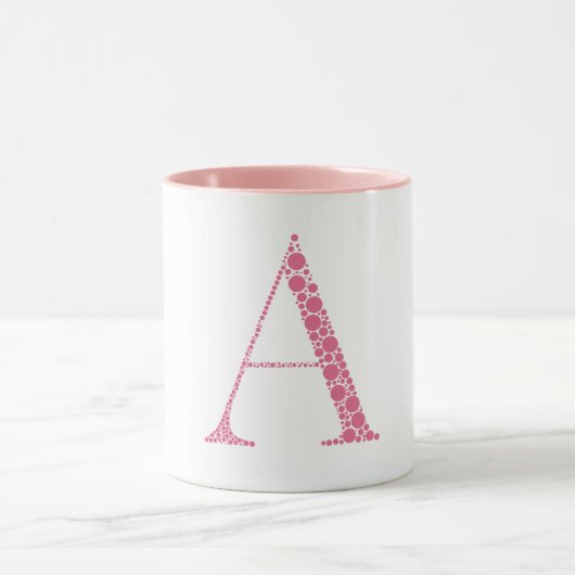 Pink Letter A Mug – Minimal Circle Monogram Design (Centre)