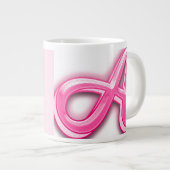 Pink Letter A Mug with Cute Teddy Bear Heart Extra Grote Beker (Voorkant rechts)