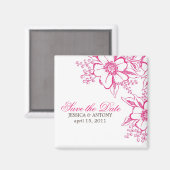 Pink Letterpress Style Wedding Magneet (Voorkant / Achterkant)