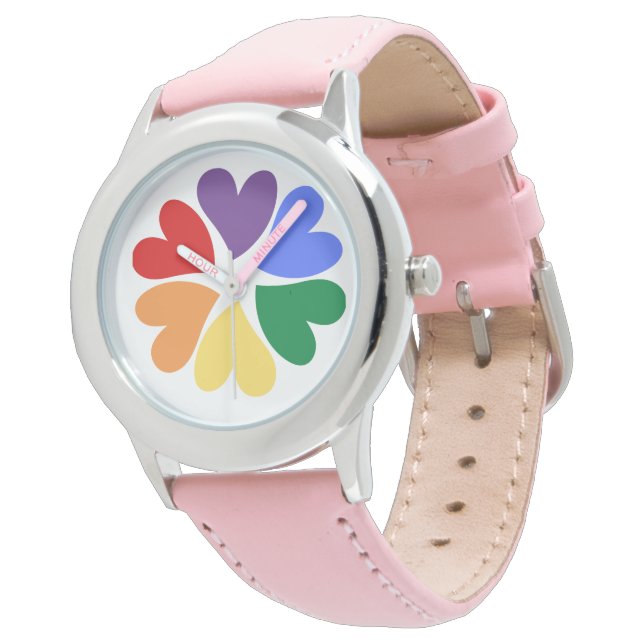 Pink LGBTQIA Rainbow Sunflower Montre (Incliné)