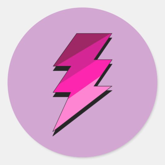 Pink Lightning Thunder Bolt Ronde Sticker (Voorkant)