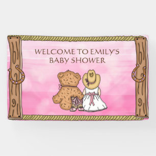 Pink Lil' Cowgirl Gepersonaliseerd Baby shower Spandoek