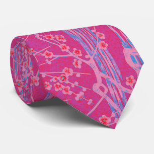 PINK LILA BLUE SAKURA FLOWERS Japanse Floral Stropdas