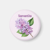 Pink Lilac Blossom Custom Name Magnet (Devant)
