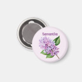 Pink Lilac Blossom Custom Name Magnet Magneet (Voorkant / Achterkant)
