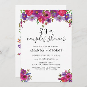Pink lilac floral Couple douche invitation