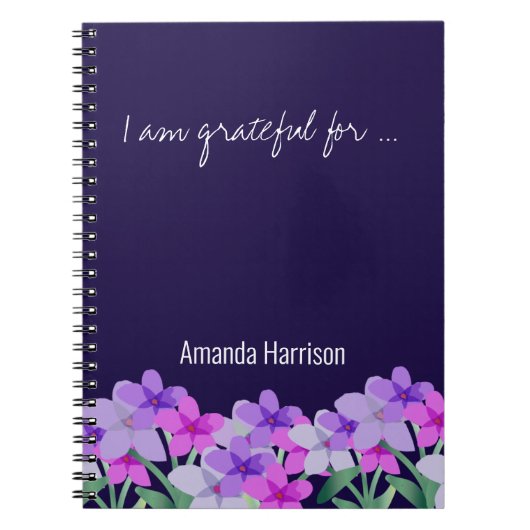 Pink lilas floral Gratitude Journal Personnalisé (Devant)