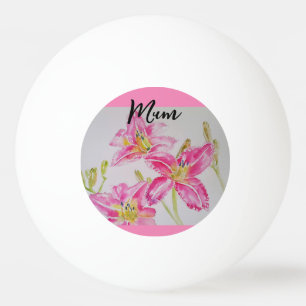 Pink Lilies Floral Waterverf Lily Flower Canvas ta Pingpongballen