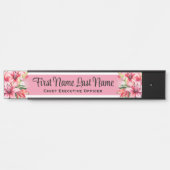 Pink Lillies Floral Porte Signes Nom Plaque (Devant)