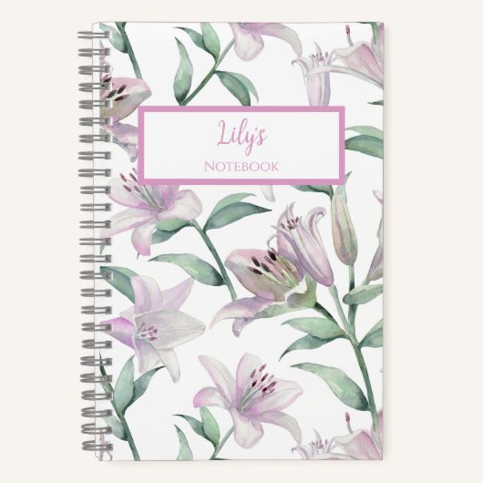 Pink Lillies Personalized Journal Notebook Notitieboek (Voorkant)