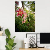 Pink Lillies Poster (Thuiskantoor)