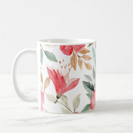 Pink Lilly Waterverf Floral Pattern  Koffiemok