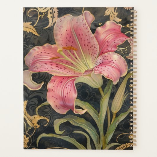 Pink Lily 20XX Classic Spiral Planner Art numériqu (Dos)