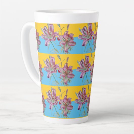 Pink Lily Aquarelle Peinture Filles Art Floral Mug (Angle gauche)