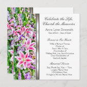 Pink Lily Begrafenis Aankondigingen (Voorkant / Achterkant)