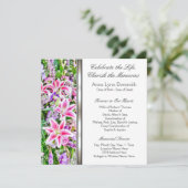 Pink Lily Begrafenis Aankondigingen (Staand voorkant)
