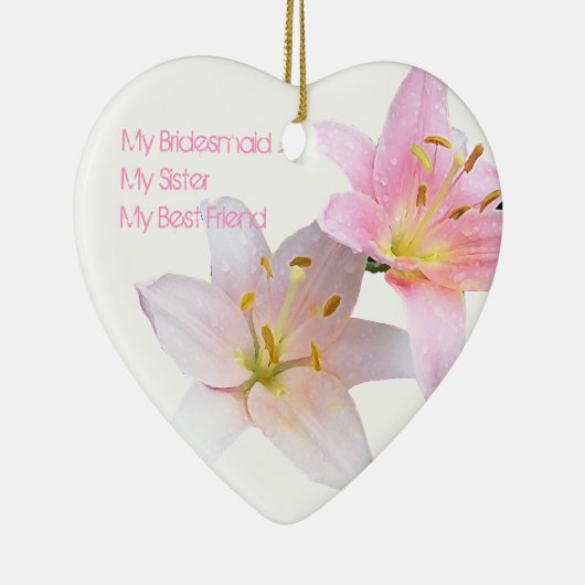 Pink Lily Bridesmaid Keramisch Ornament (Rechts)