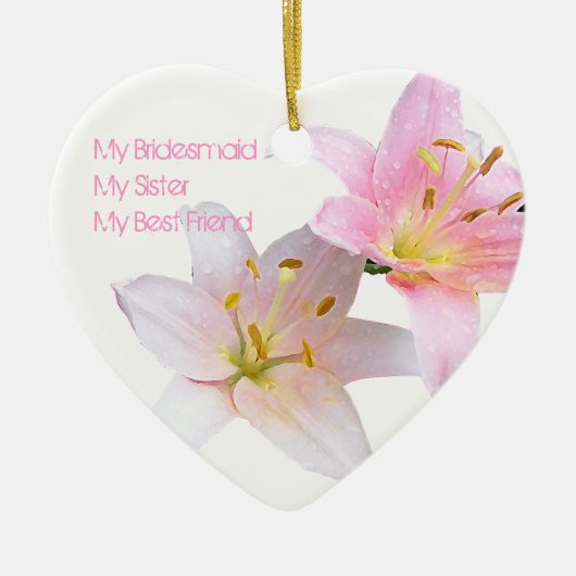 Pink Lily Bridesmaid Keramisch Ornament (Voorkant)