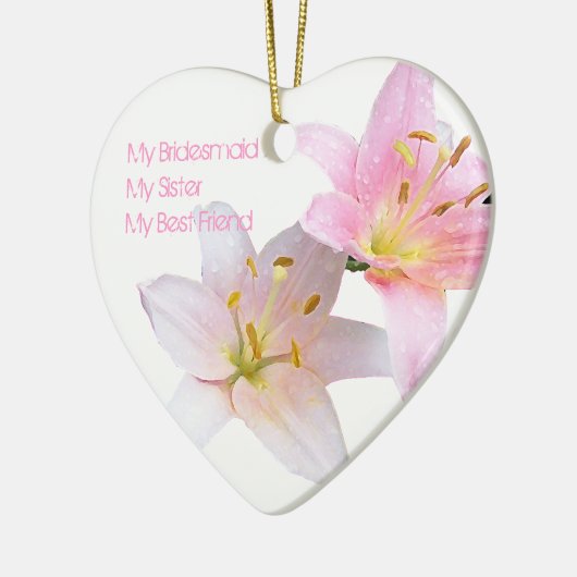 Pink Lily Bridesmaid Keramisch Ornament (Links)