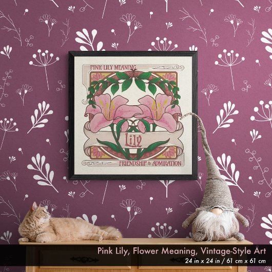 Pink Lily- Fleur Signifiant Poster De Style Vintag