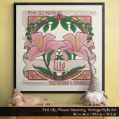 Pink Lily- Fleur Signifiant Poster De Style Vintag