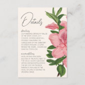 Pink Lily Floral Modern QR Code Wedding Details Informatiekaartje (Voorkant)