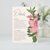 Pink Lily Floral Modern QR Code Wedding Details Informatiekaartje (Staand voorkant)