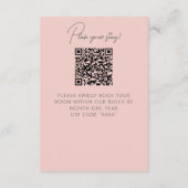 Pink Lily Floral Modern QR Code Wedding Details Informatiekaartje (Achterkant)