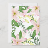 Pink Lily Floral Wedding Invitation Lilies Kaart (Achterkant)