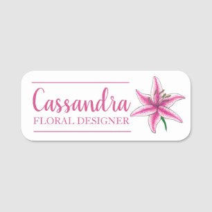 Pink Lily Flower Floral Designer Florist Naamplaatje