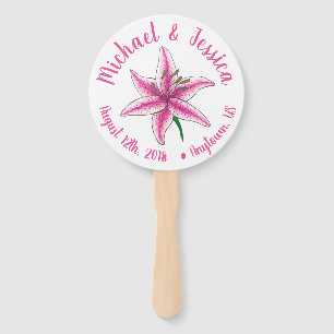Pink Lily Flower Garden Party Wedding Programme Handwaaier