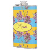 Pink Lily Waterverf Schilder Meisjes Kunst Heupfles (Links)