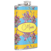 Pink Lily Waterverf Schilder Meisjes Kunst Heupfles (Rechts)