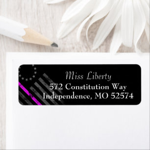 PINK LINE BREAST CANCER Betsy Ross American Flag Etiket