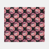 Pink Lion Head Animal Pattern Design - Black  Fleece Deken (Voorkant (Horizontaal))