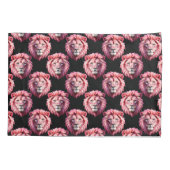 Pink Lion Head Animal Pattern Design - Black Kussensloop (Achterkant)